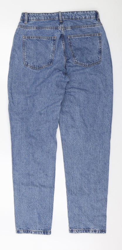 Denim & Co. Womens Blue Cotton Mom Jeans Size 10 L28 in Regular Zip