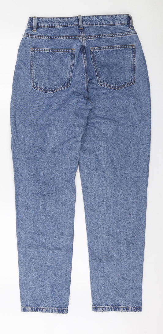 Denim & Co. Womens Blue Cotton Mom Jeans Size 10 L28 in Regular Zip