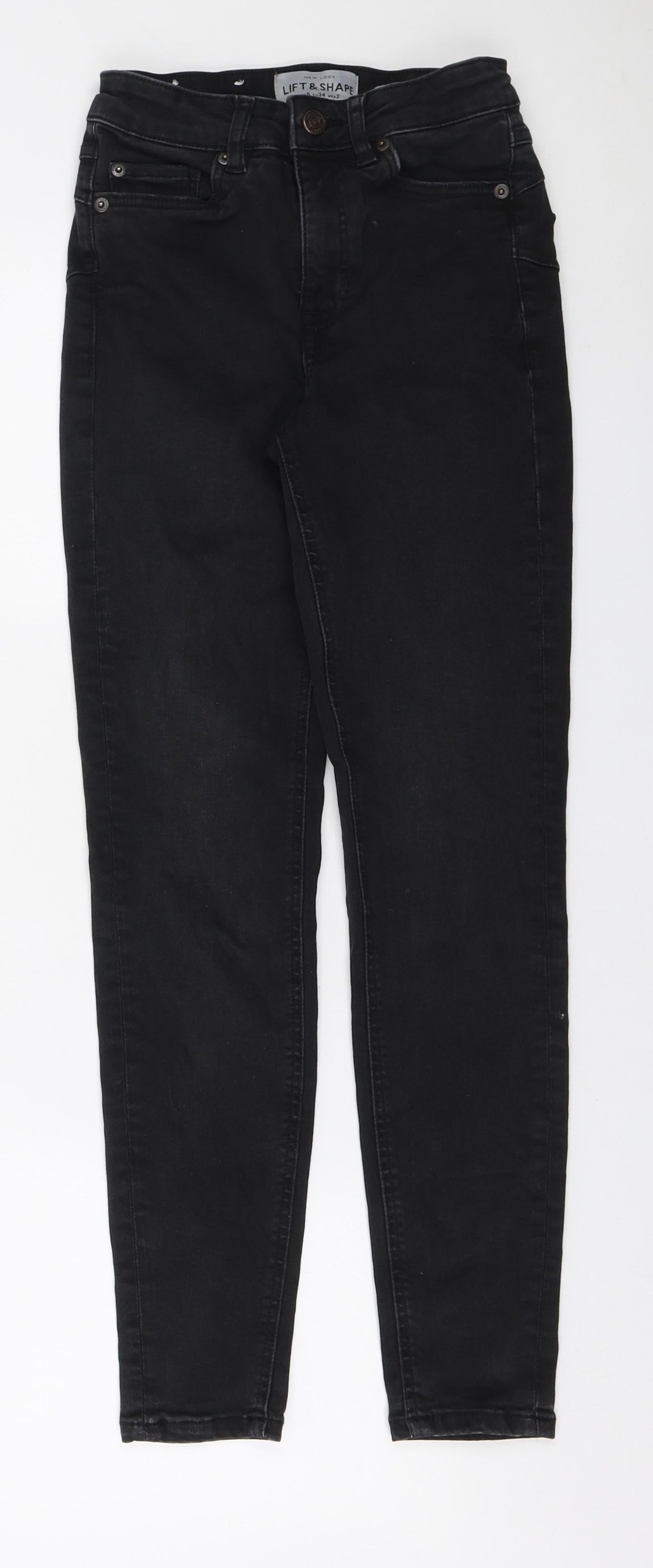 New Look Womens Black Cotton Skinny Jeans Size 6 L26 in Regular Zip