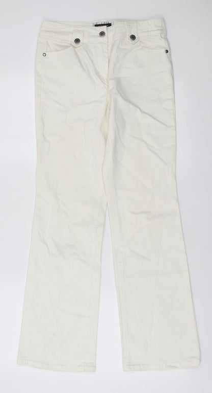 Principles Womens Ivory Cotton Bootcut Jeans Size 8 L29 in Regular Zip