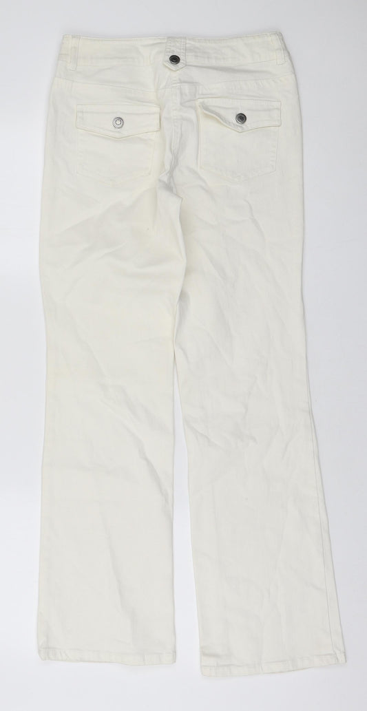 Principles Womens Ivory Cotton Bootcut Jeans Size 8 L29 in Regular Zip