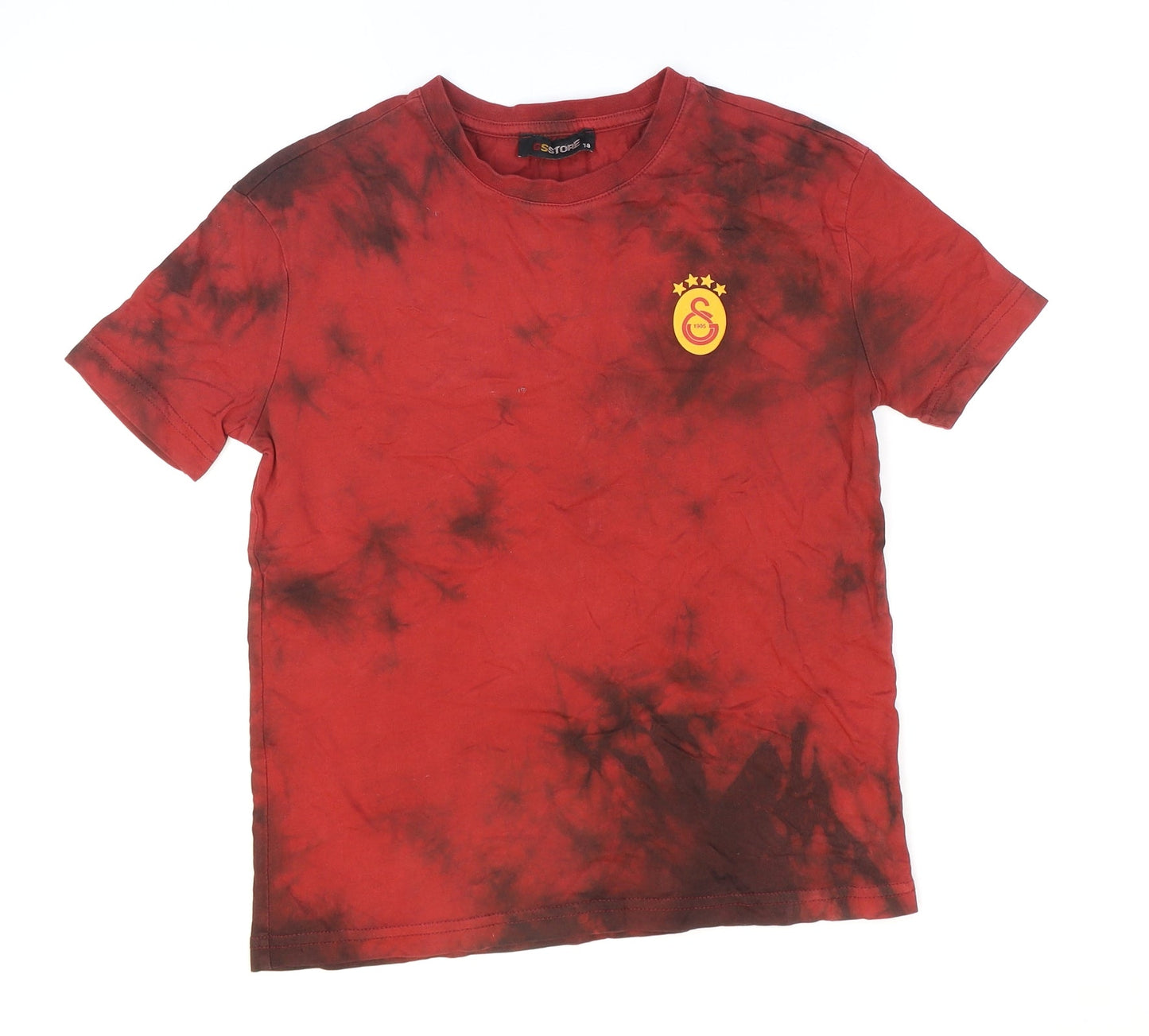 GSStore Boys Red 100% Cotton Basic T-Shirt Size 7-8 Years Round Neck Pullover - Tie-dye