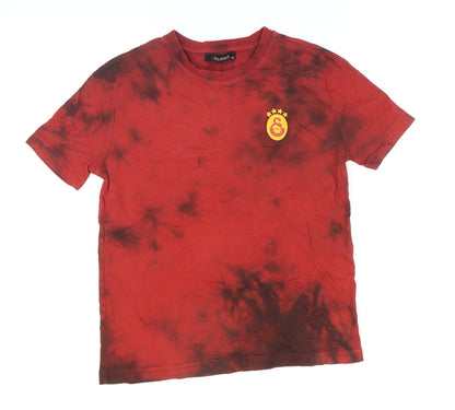GSStore Boys Red 100% Cotton Basic T-Shirt Size 7-8 Years Round Neck Pullover - Tie-dye