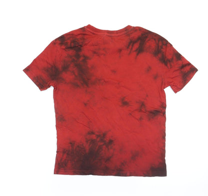 GSStore Boys Red 100% Cotton Basic T-Shirt Size 7-8 Years Round Neck Pullover - Tie-dye