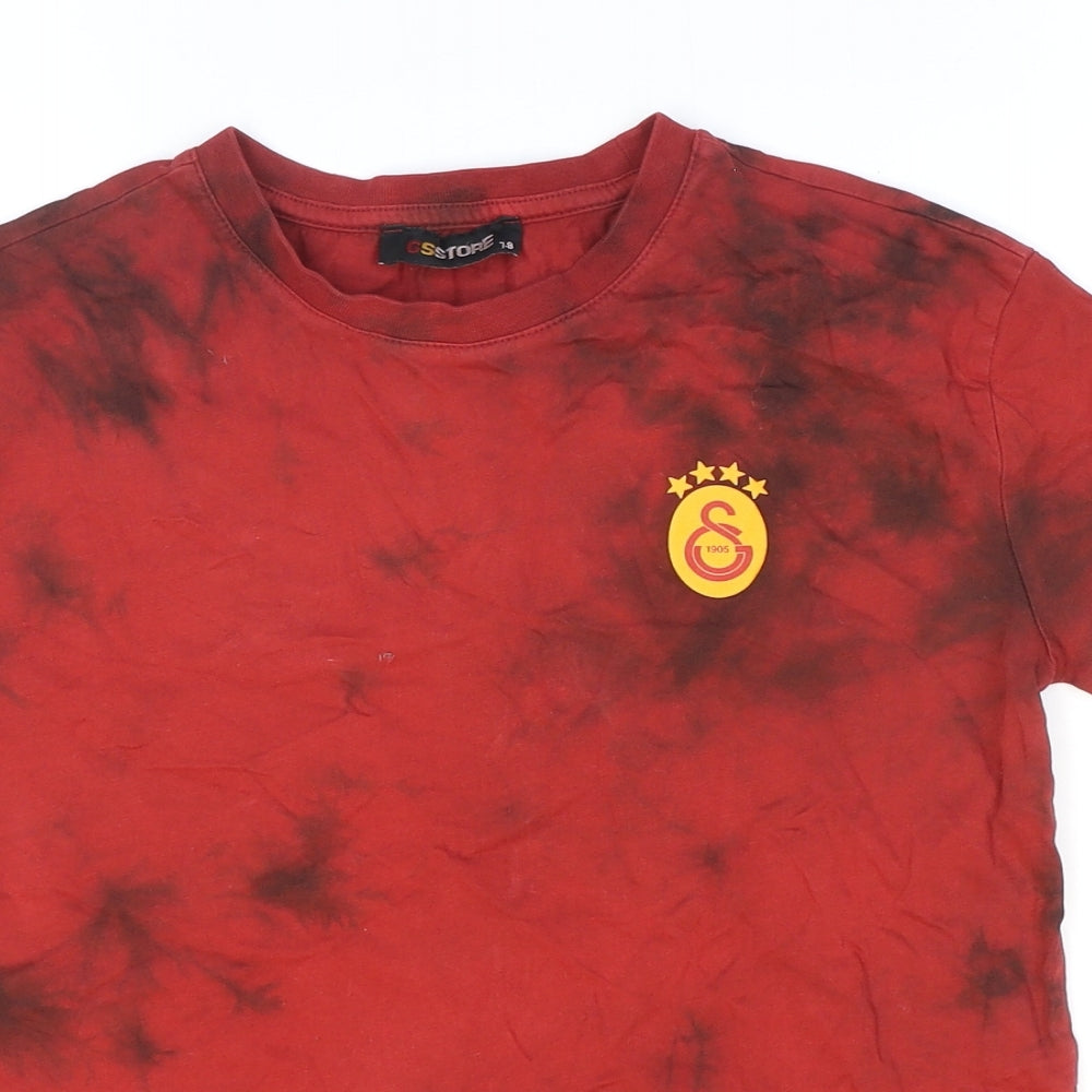 GSStore Boys Red 100% Cotton Basic T-Shirt Size 7-8 Years Round Neck Pullover - Tie-dye