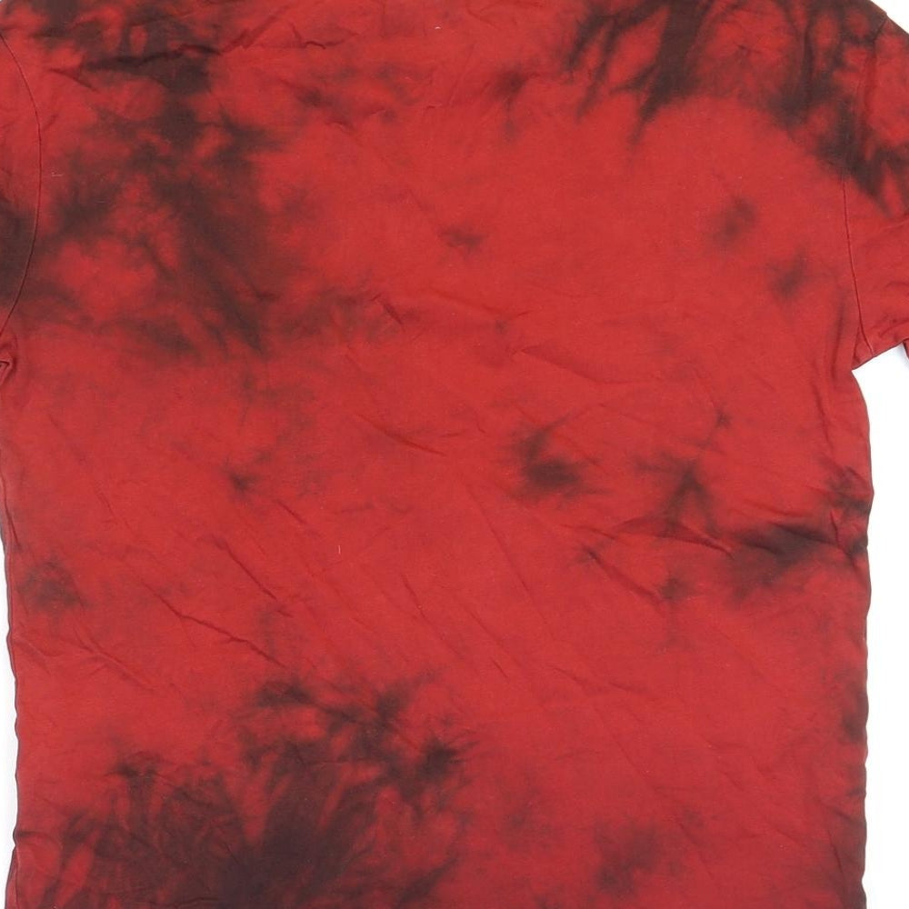 GSStore Boys Red 100% Cotton Basic T-Shirt Size 7-8 Years Round Neck Pullover - Tie-dye