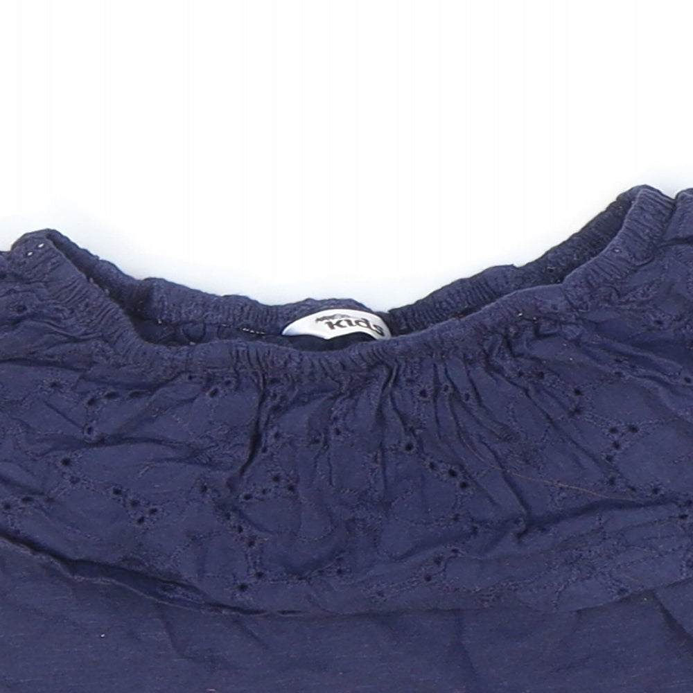 M&Co Girls Blue 100% Cotton Basic T-Shirt Size 4-5 Years Off the Shoulder Pullover