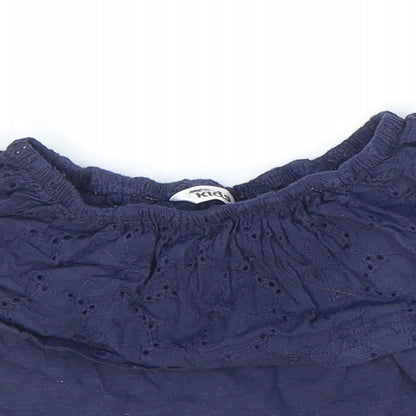 M&Co Girls Blue 100% Cotton Basic T-Shirt Size 4-5 Years Off the Shoulder Pullover