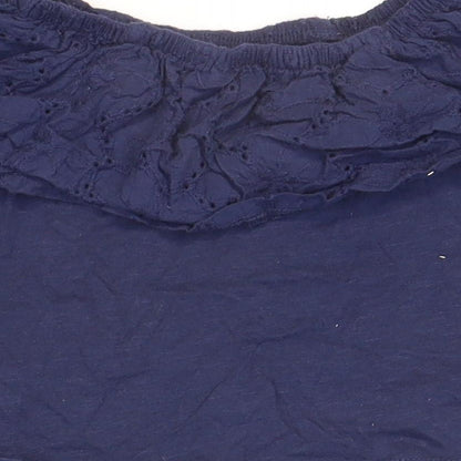 M&Co Girls Blue 100% Cotton Basic T-Shirt Size 4-5 Years Off the Shoulder Pullover
