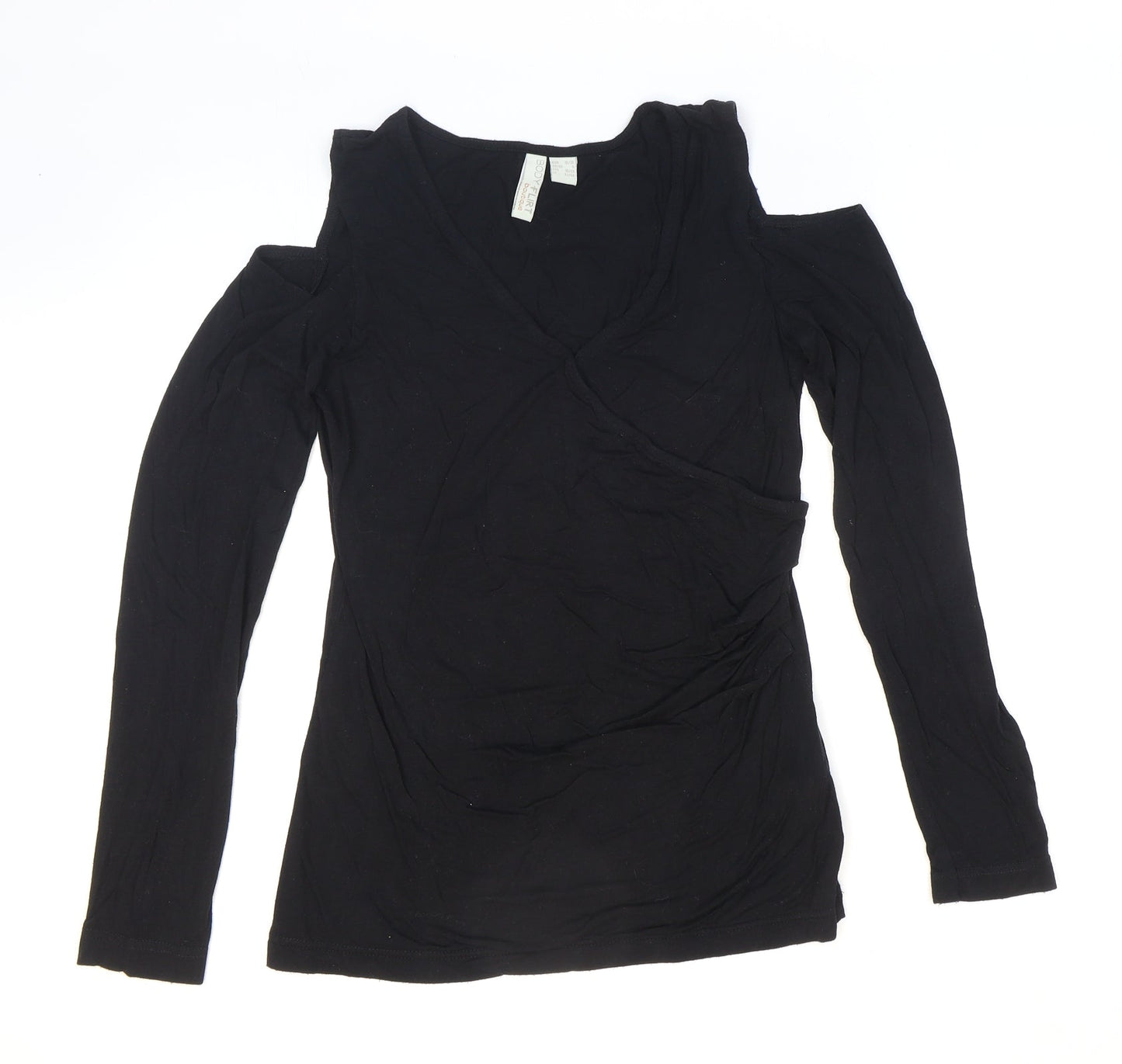 Womens UK Size S Body Flirt Black Basic T-Shirt