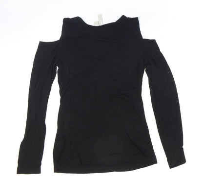Womens UK Size S Body Flirt Black Basic T-Shirt