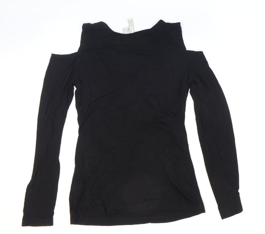 Womens UK Size S Body Flirt Black Basic T-Shirt
