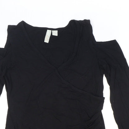 Womens UK Size S Body Flirt Black Basic T-Shirt