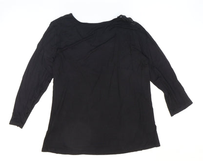Just Elegance Womens Black Polyester Basic T-Shirt Size 14 Round Neck