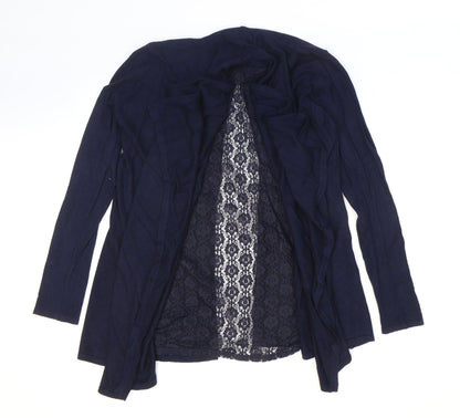 Finery Womens Blue V-Neck Floral Polyamide Cardigan Jumper Size M - Lace