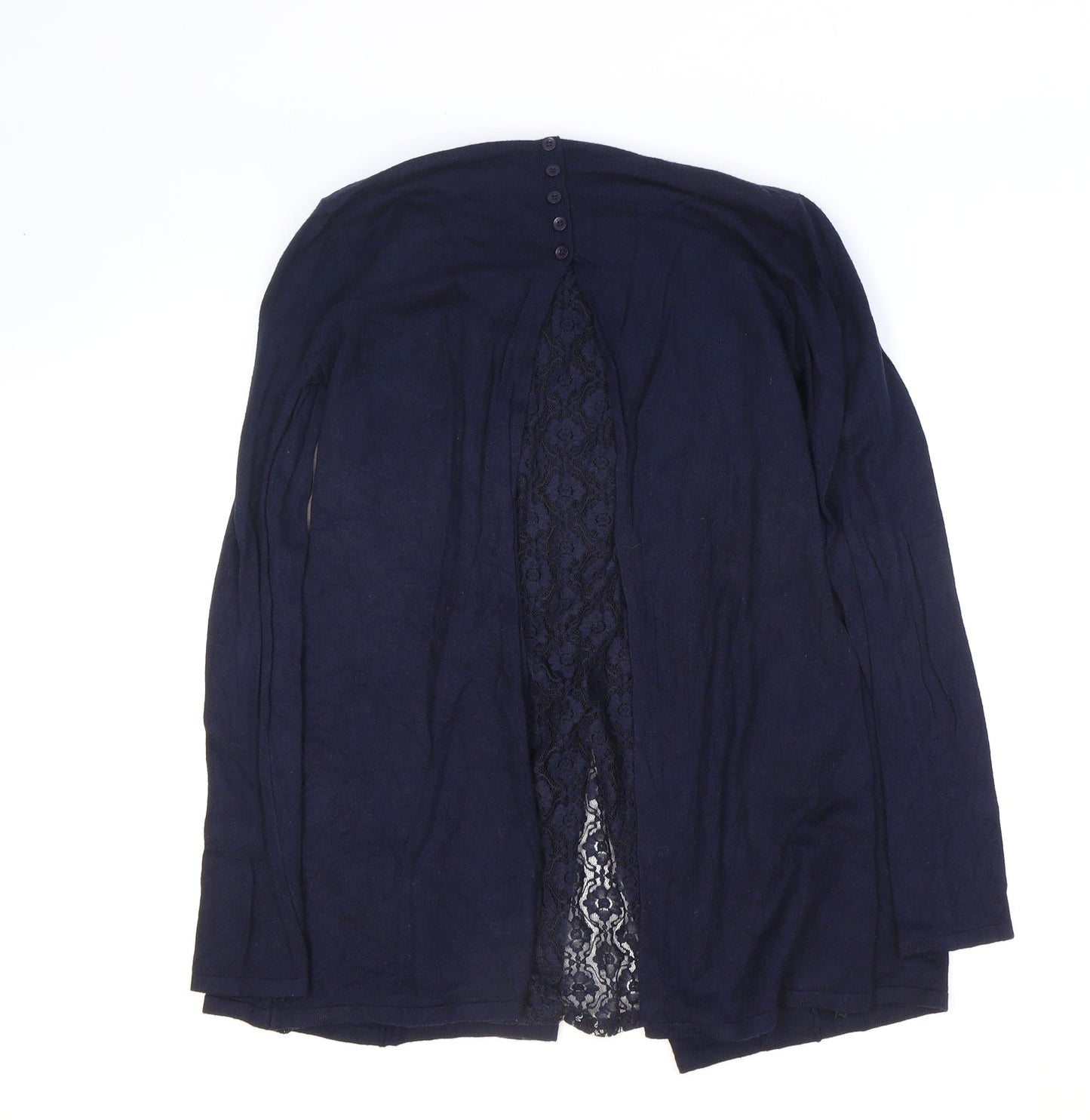 Finery Womens Blue V-Neck Floral Polyamide Cardigan Jumper Size M - Lace