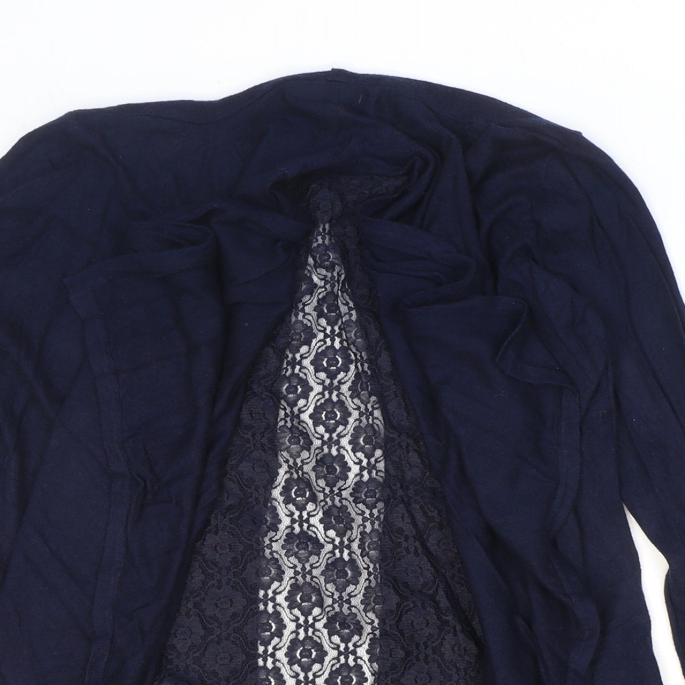 Finery Womens Blue V-Neck Floral Polyamide Cardigan Jumper Size M - Lace