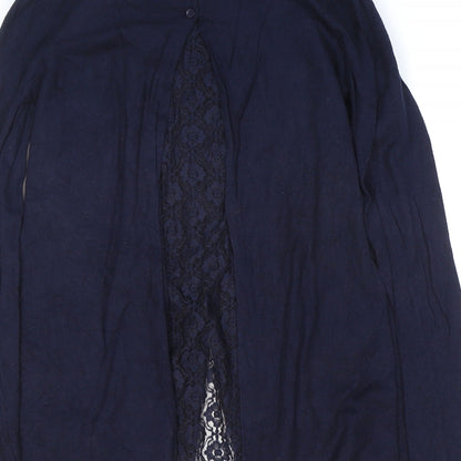 Finery Womens Blue V-Neck Floral Polyamide Cardigan Jumper Size M - Lace