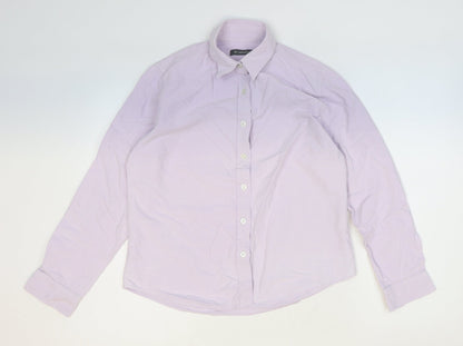 Hawkshead Womens Purple 100% Cotton Basic Button-Up Size 12 Collared