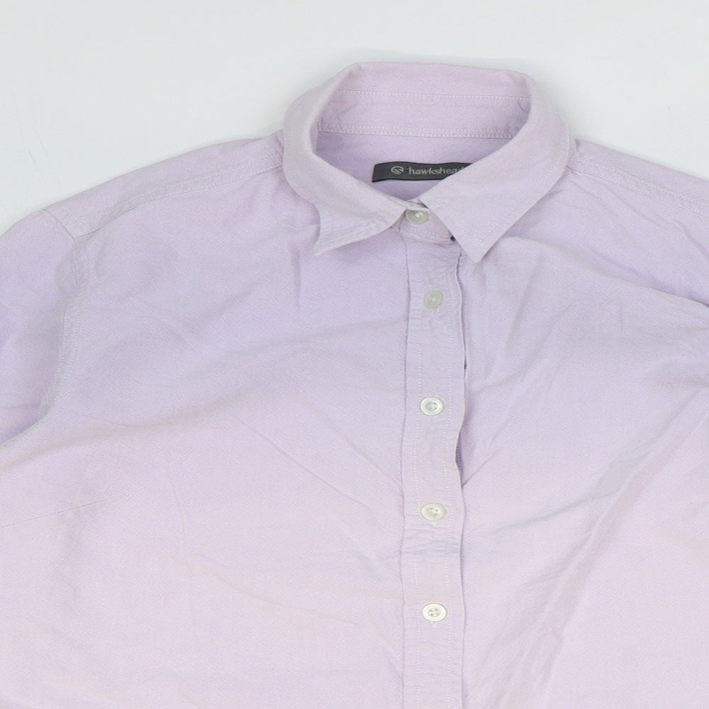 Hawkshead Womens Purple 100% Cotton Basic Button-Up Size 12 Collared