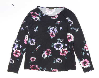ambria Womens Multicoloured Floral Viscose Basic T-Shirt Size 10 Scoop Neck