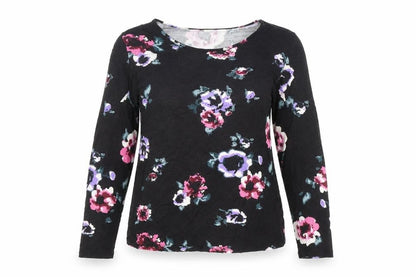 ambria Womens Multicoloured Floral Viscose Basic T-Shirt Size 10 Scoop Neck