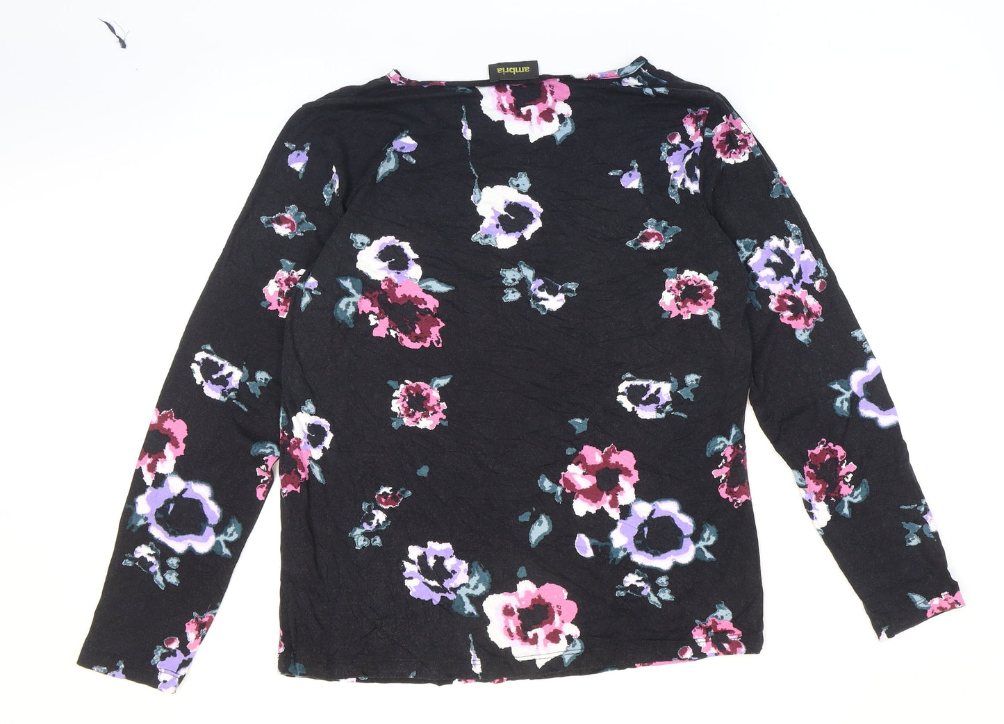 ambria Womens Multicoloured Floral Viscose Basic T-Shirt Size 10 Scoop Neck