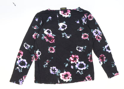 ambria Womens Multicoloured Floral Viscose Basic T-Shirt Size 10 Scoop Neck