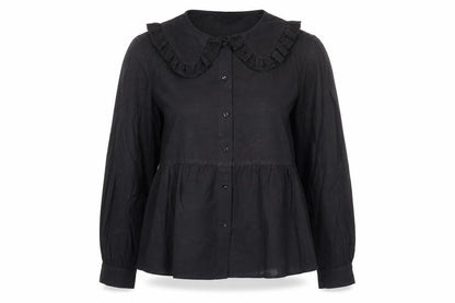 Womens UK Size 10 Primark Black Basic Button-Up