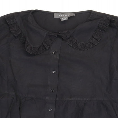 Primark Womens Black Cotton Basic Button-Up Size 10 Collared