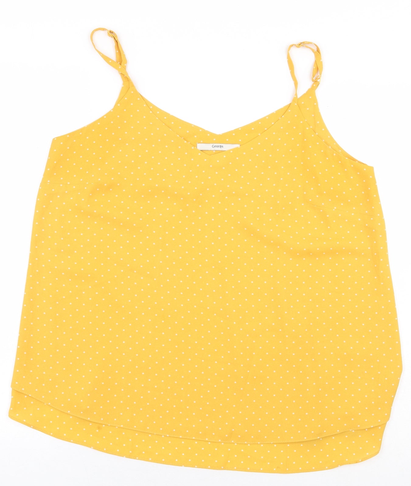 George Womens Yellow Polka Dot Polyester Basic Blouse Size 12 V-Neck