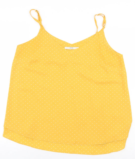 George Womens Yellow Polka Dot Polyester Basic Blouse Size 12 V-Neck