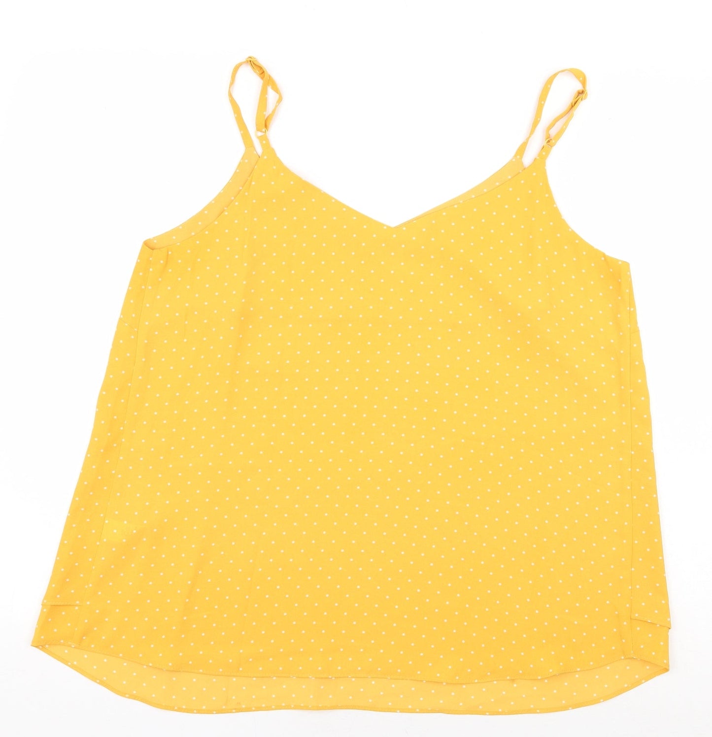 George Womens Yellow Polka Dot Polyester Basic Blouse Size 12 V-Neck