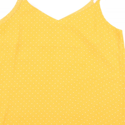 George Womens Yellow Polka Dot Polyester Basic Blouse Size 12 V-Neck