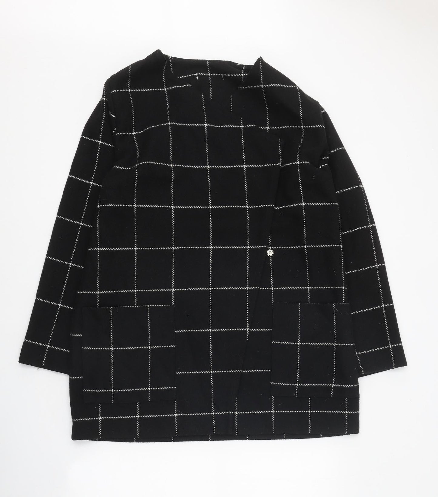 Womens UK Size 14 Peacocks Black Overcoat