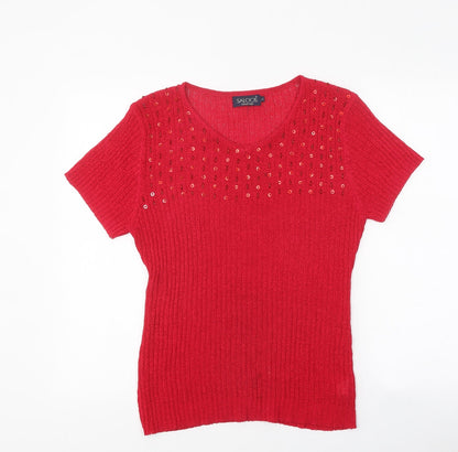 Womens UK Size L Saloos Pink Basic T-Shirt