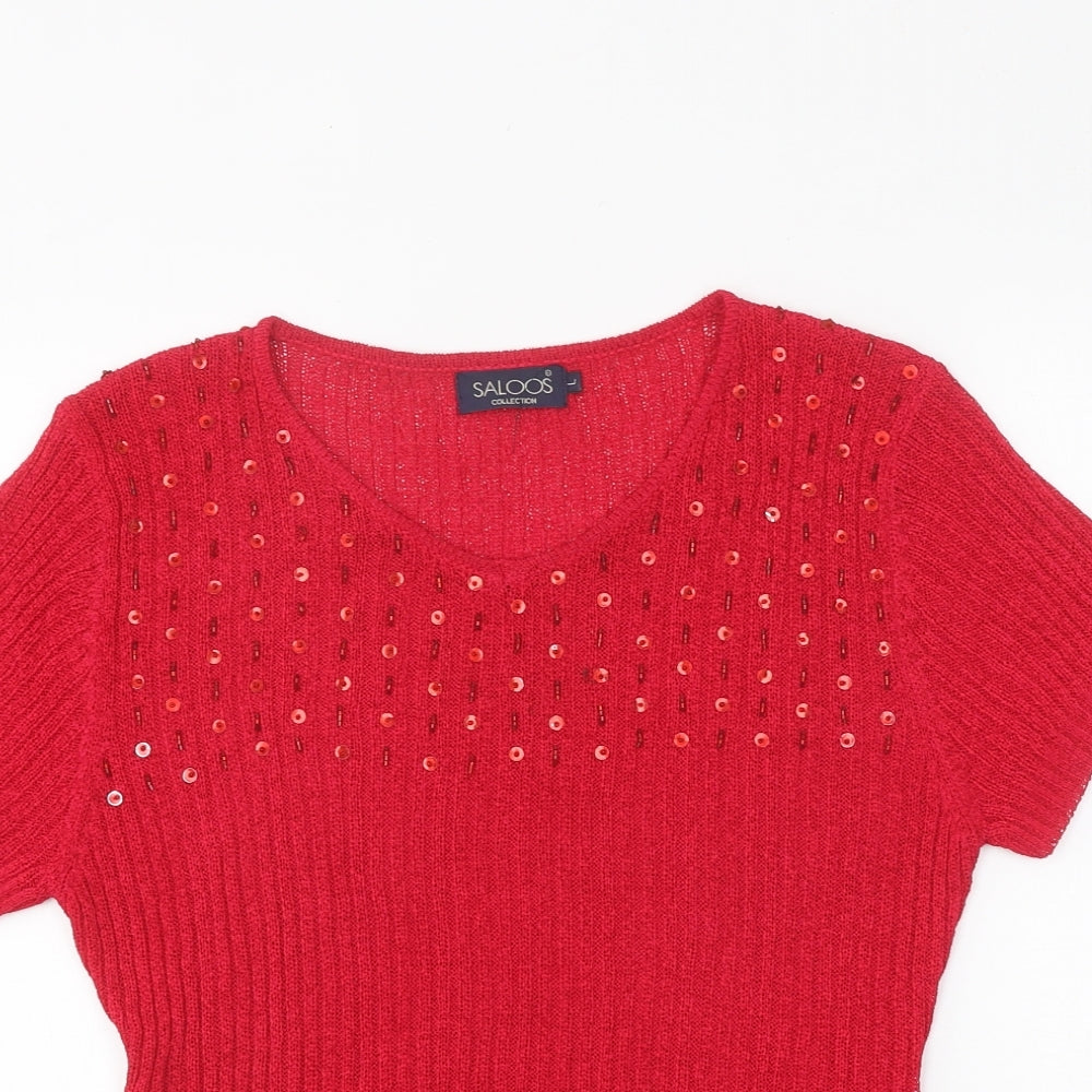 Womens UK Size L Saloos Pink Basic T-Shirt