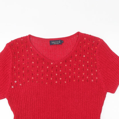 Womens UK Size L Saloos Pink Basic T-Shirt