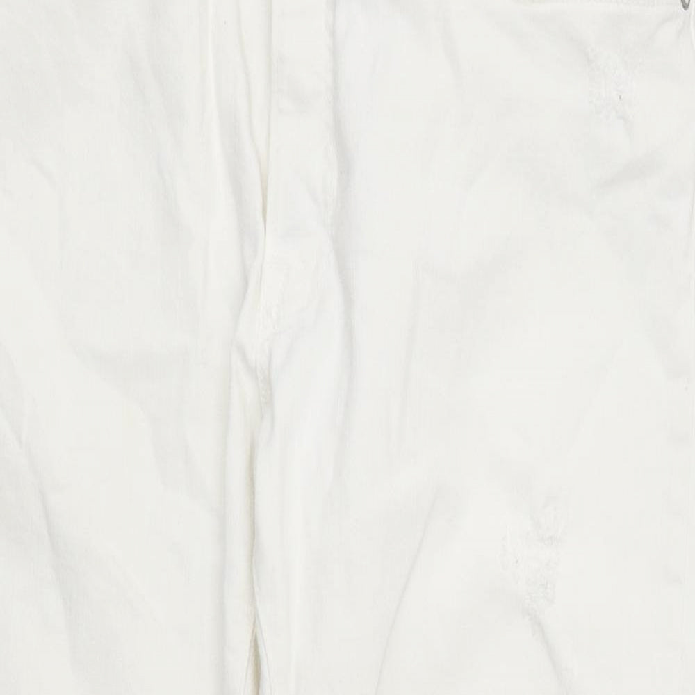 Zara Womens White Cotton Straight Jeans Size 38 in L28 in Regular Zip