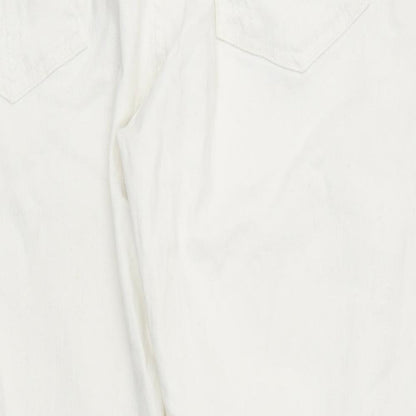 Zara Womens White Cotton Straight Jeans Size 38 in L28 in Regular Zip