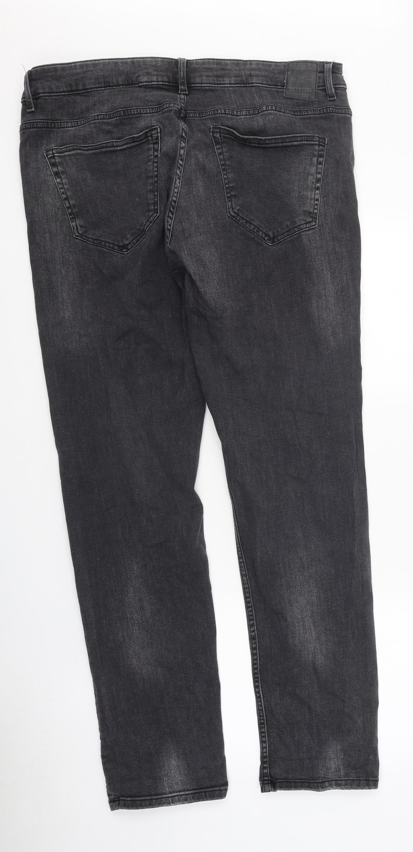 Womens UK Size 34 in ONLY & SONS Slim Fit Straight Black Jeans