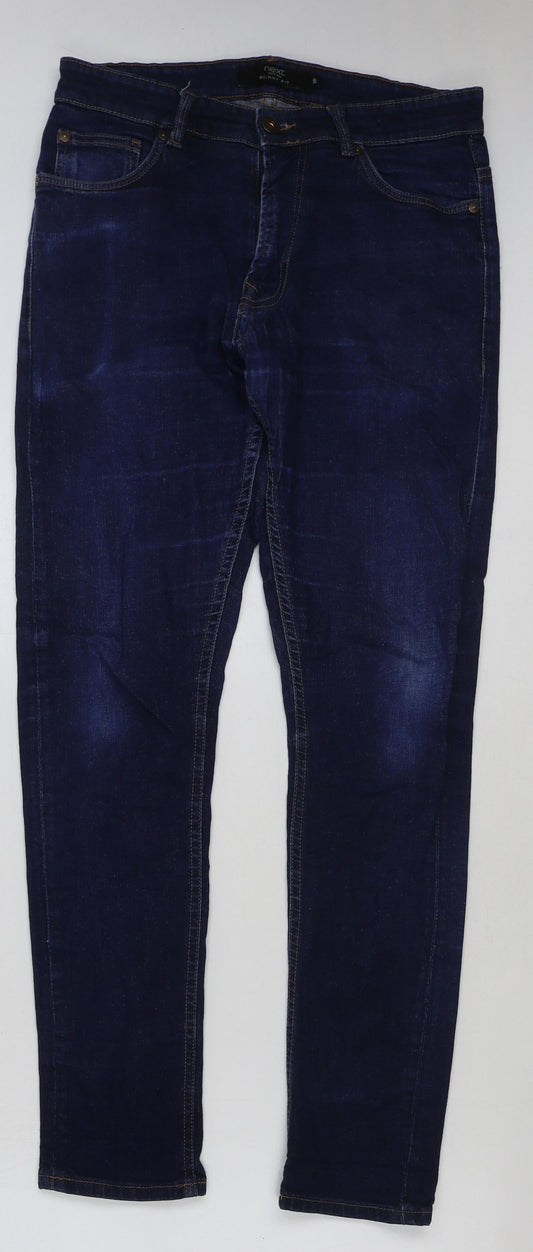 NEXT Mens Blue Cotton Skinny Jeans Size 30 in L31 in Regular Button