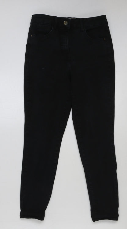 NEXT Womens Black Cotton Skinny Jeans Size 12 L26 in Regular Button