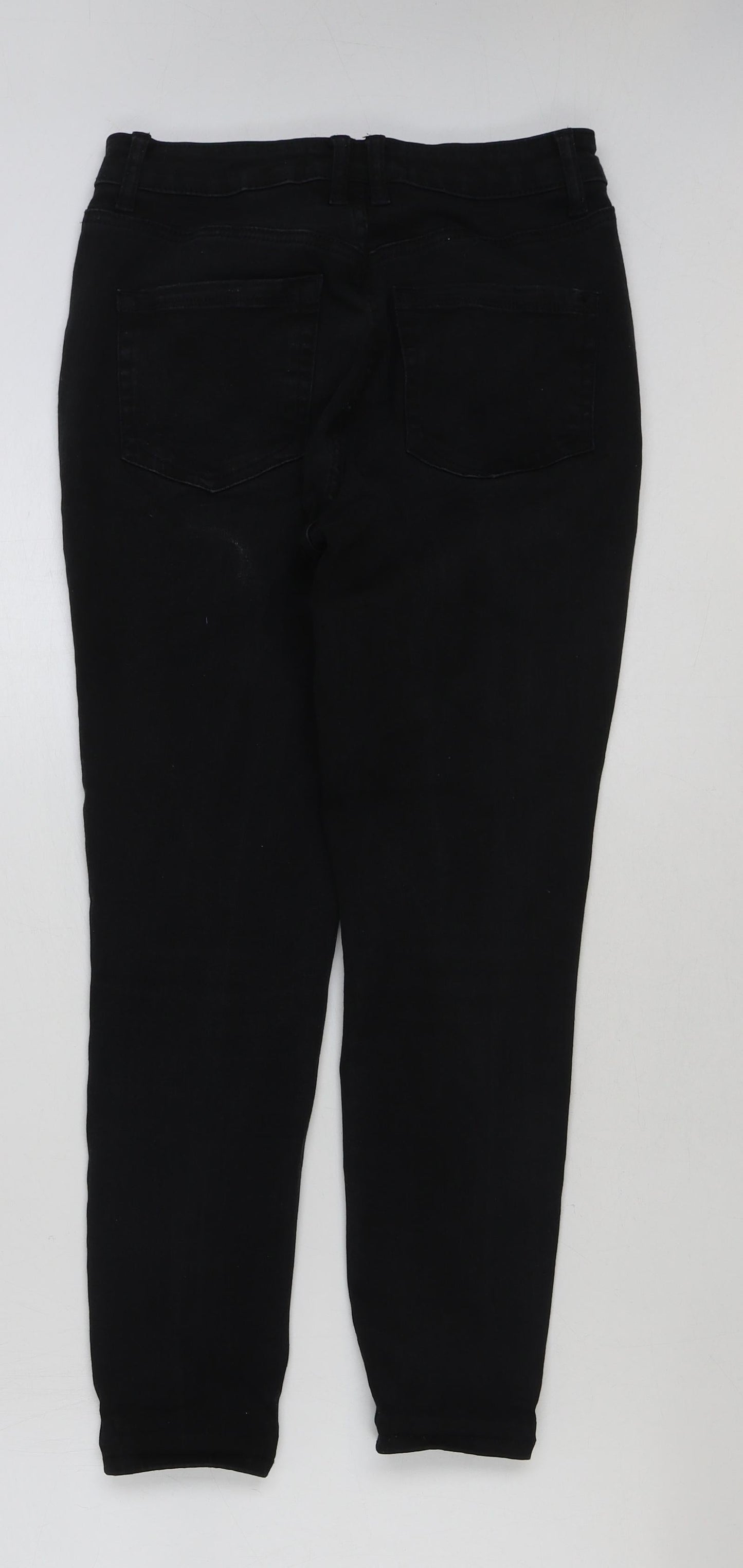 NEXT Womens Black Cotton Skinny Jeans Size 12 L26 in Regular Button