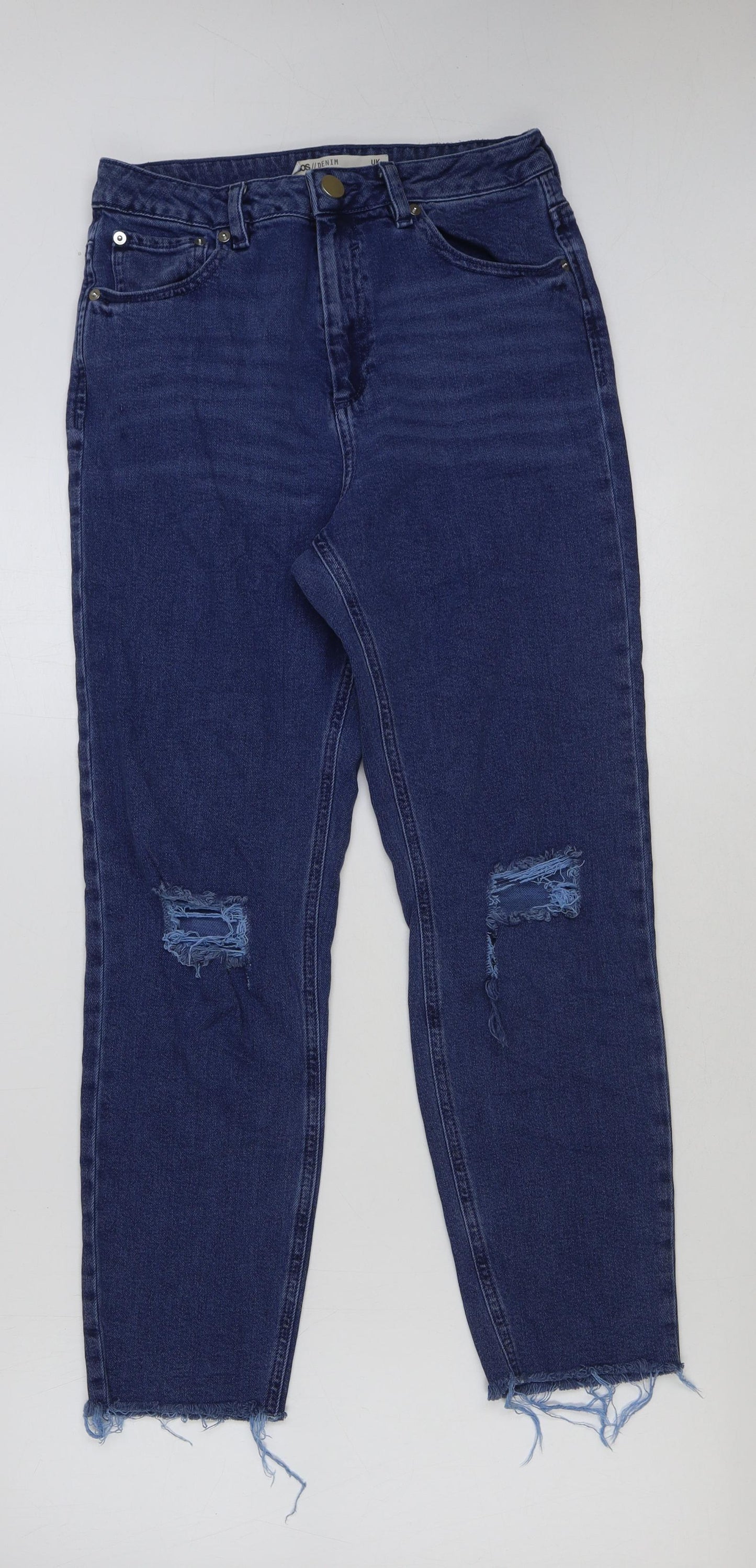 ASOS Womens Blue Cotton Mom Jeans Size 28 in L30 in Regular Button