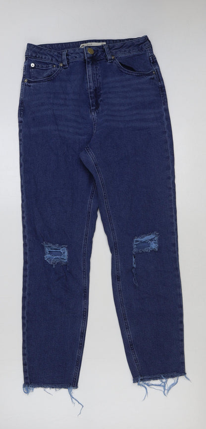 ASOS Womens Blue Cotton Mom Jeans Size 28 in L30 in Regular Button