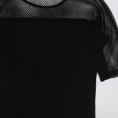 Blak Womens Black Polyester Basic T-Shirt Size S Round Neck - Cut Out