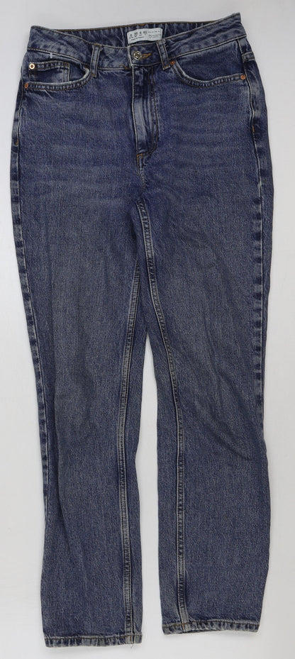 Denim & Co. Womens Blue Cotton Mom Jeans Size 8 L28 in Regular Button