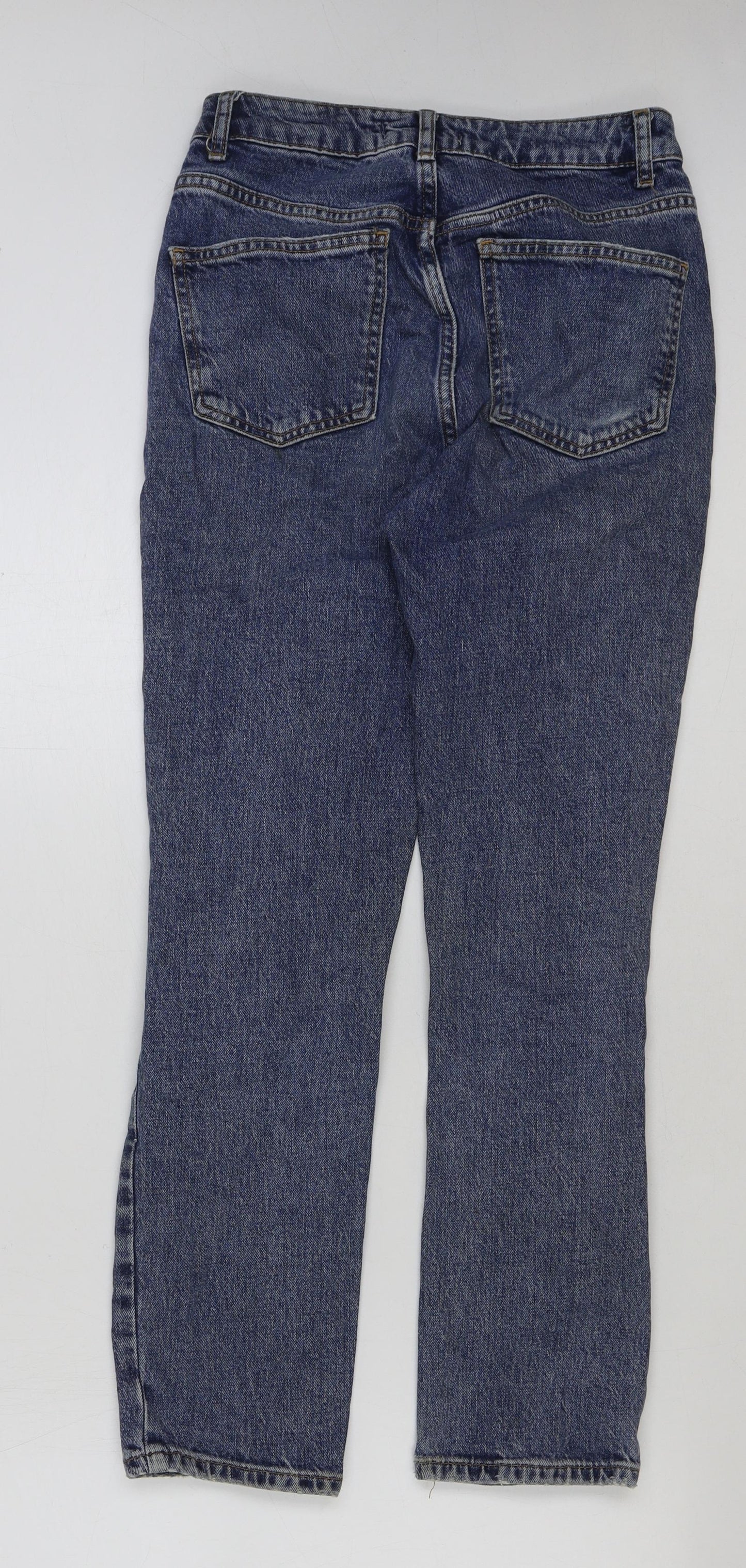 Denim & Co. Womens Blue Cotton Mom Jeans Size 8 L28 in Regular Button