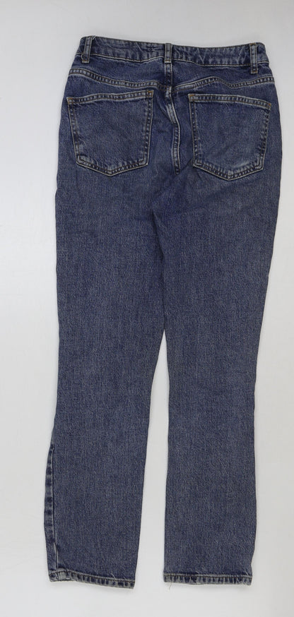 Denim & Co. Womens Blue Cotton Mom Jeans Size 8 L28 in Regular Button